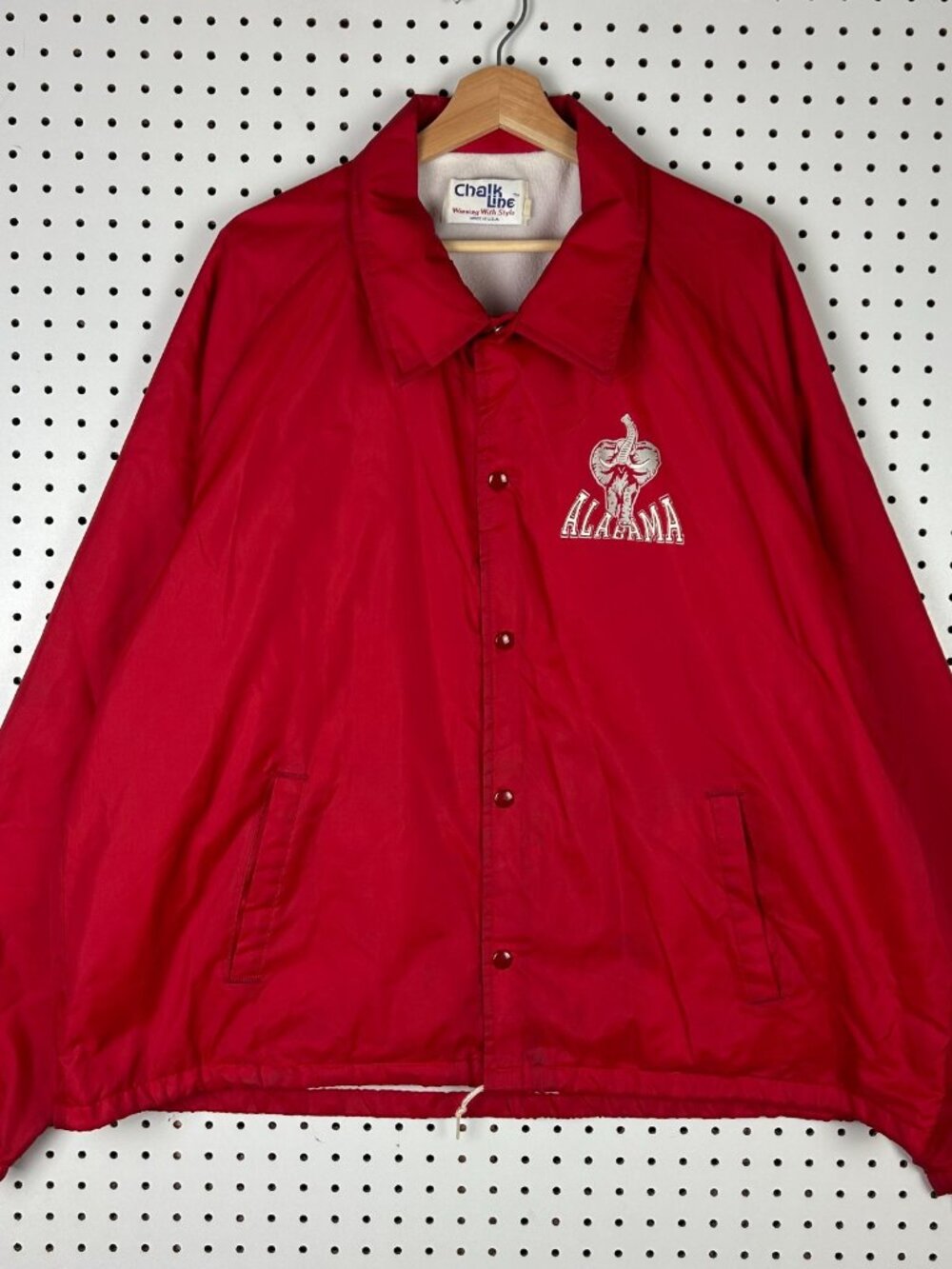 Alabama Crimson Tide Windbreaker Jacket 3XL Chalk Line Red Snap Button Lined 90s